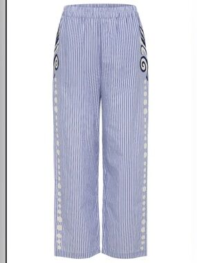 CAROLINA K Size S • Blue Stripe Embroidered Elastic Waist Pants.
